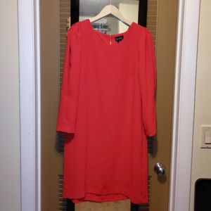 Red midi length a-line dress